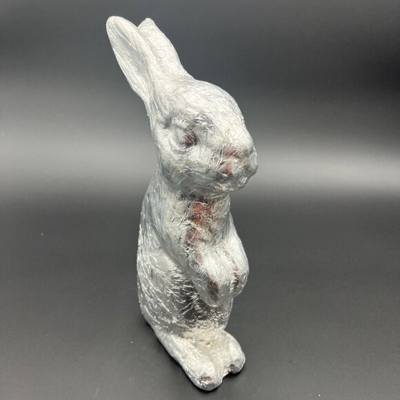 VTG Foil Wrapped Faux Chocolate Easter Bunny Rabbit Silver Decor 11in READ - Picture 5 of 16